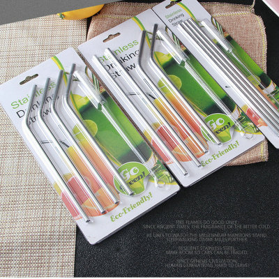 Wholesale card mount stainless steel straws 20 oz 30 oz 304 stainless steel straws set food grade straws