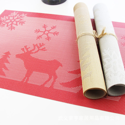 Winter solstice Christmas fawn PVC western-style food mat 30 * 45 mate non-slip mat rectangular coasters manufacturers direct sales
