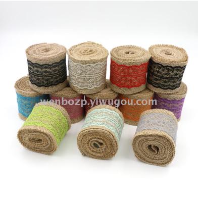 Colorful hemp rope rope black and white lace lace linen roll wide jute thread cloth DIY binding decorative belt