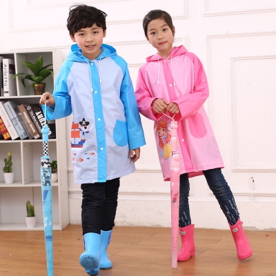 PVC transparent rain poncho reusable waterproof reusable plastic child raincoats with hood and sleeves children rainwear 