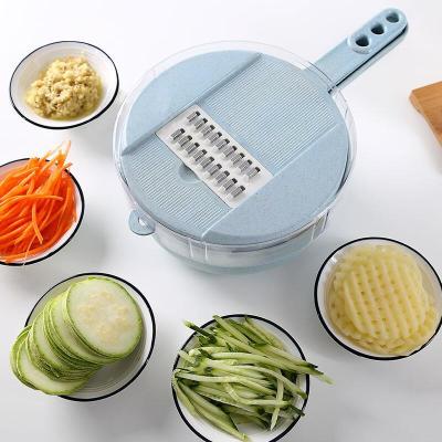 Kitchen Tool Wheat Straw Material New round Hand Pull Vegetable Cutter Multi-Function with Hand Guard Grater