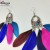 Exaggerated element color feather long tassel earring suitable for round face show face small manufacturers direct sales