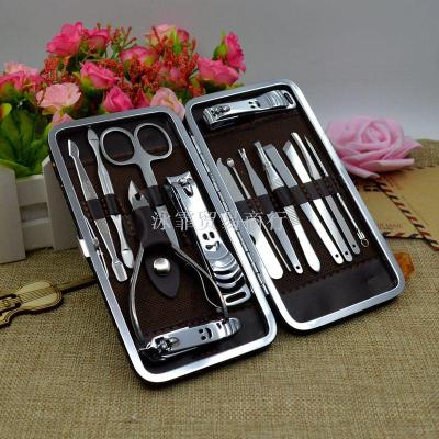 Nail clippers 15 pieces set manicure and beauty tools stainless steel nail clippers set pedicure knife nail clippers