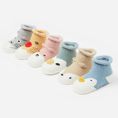 New Korean cartoon cotton socks for infants, children, children, children's non-slip socks, elastic three-dimensional socks