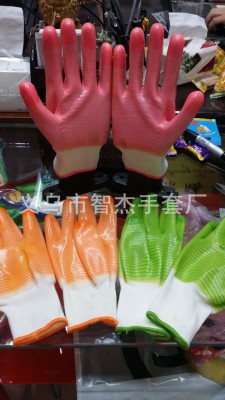 Yuncheng brand 13 needle nylon PVC dip zebra pattern full hanging labor protection gloves wear comfortable and wearable resistant
