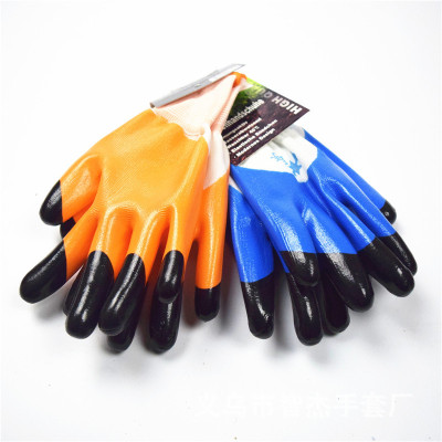 Factory labor insurance film gloves hang glue dip gloves wear-resistant durable non-slip coated rubber gloves wholesale
