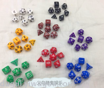 Multisided dice, acrylic resin color Numbers 1-8, 8 odd color multisided process swing