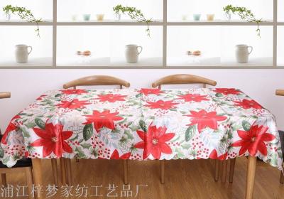 Eight - section polyester printed table mat tablecloth Christmas series foreign trade table cloth