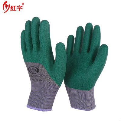 13 needle Longlida oil resistant wang nylon gloves PVC rubber protection terms anti - skid wear - resisting dip rubber labor protection products