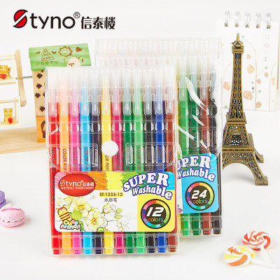 Xintai house watercolor pen set 12 color 24 color children painting brush washable non-toxic graffiti pen color pen wholesale