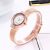 A small oblong watch for women with rose gold mesh quartz watch for women