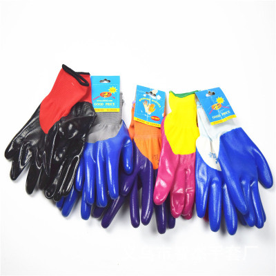 Labor protection gloves wholesale nylon buqing dip rubber gloves nitrile slip resistant wear resistant oil buqing rubber gloves