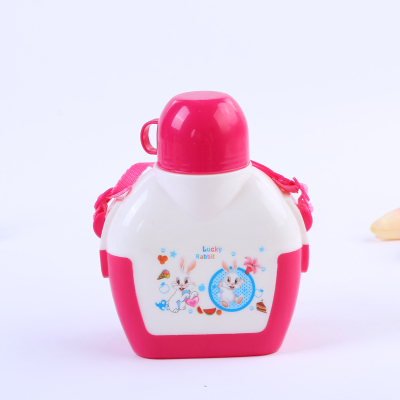 Children's sports kettle with cover and Children's back strap plastic portable sports kettle travel cartoon kettle