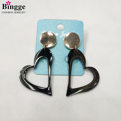 Simple design niche hipster earrings black black heart earrings pendant personality with female