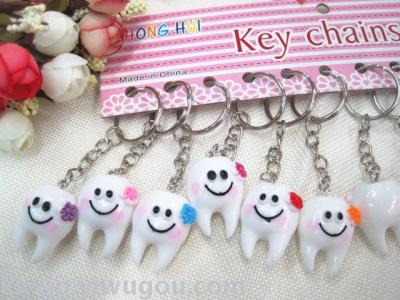 Creative new simulation denture key chain pendant 2 yuan shop source acrylic teeth bag pendant gift
