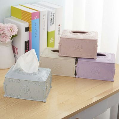 M04-8909 European Fashion Rose Carved Plastic Tissue Box Home Tissue Box Tissue Box