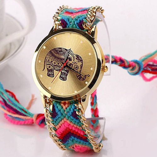 Ethnic Style Woven Bracelet Watch Elephant Watch Quartz Watch AliExpress Foreign Trade Popular Style Women‘s Watch in Stock