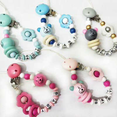New style pacifier chain pattern letters pacifier chain gum to prevent the pacifier chain molars bar baby bite music