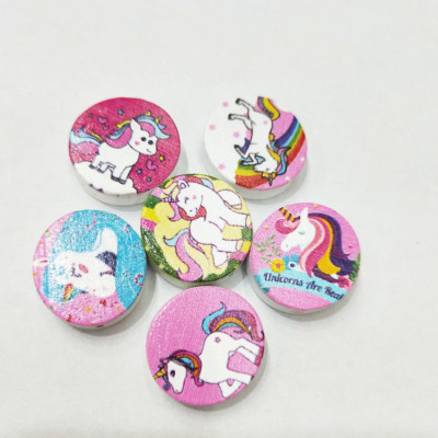 New DIY cartoon animal accessories environmental protection color printing unicorn round piece accessories