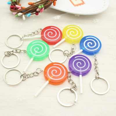 Personalized Creative Holiday Small Gift Environmentally Friendly Resin Simulation Food Color Lollipop Keychain Pendant Wholesale