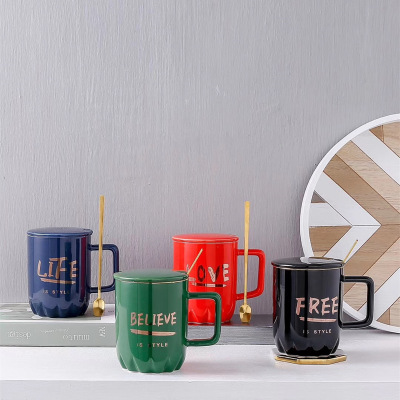 Nordic Instagram Style Gold Line Ceramic Cup Colorful Mug Student Gift Cup Business Office Coffee Cup