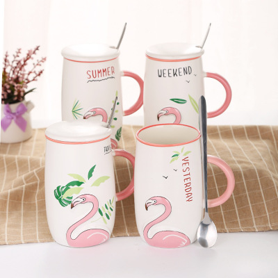 2018 Gifts Milk Cup Daily Necessities Promotional Gifts Creative Ceramic Cup Flamingo Creative Cup