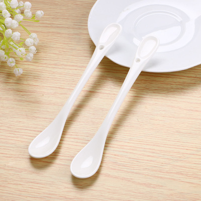 17cm Ceramic Spoon Double-Headed Creative Spoon White Daily Scoop Spot Supply Cup Accessories Pottery Ceramic Spoon