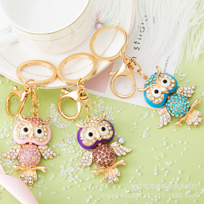 Owl pendant crystal key chain car pendant