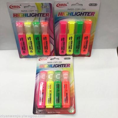 Fluorescent pen 4 color suction card PVC bag fluorescent pen marker pen NBDL