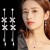 925 Silver Stud Earrings Female Temperament Korean Personality Flower-Shaped Earrings Long Face Slimming Tassel Earrings Factory Wholesale