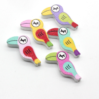 DIY wooden cartoon accessories colorful perforated woodpecker children's clothing accessories