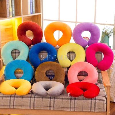 The Solid color U pillow wholesale plush neck pillow can be printed LOGO company gifts custom PP cotton U pillow