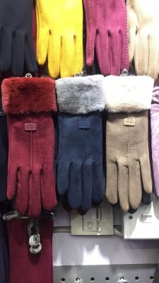 Manufacturers direct new suede thickened polar fleece warm touch screen wool mouth gloves fashion simple winter gloves