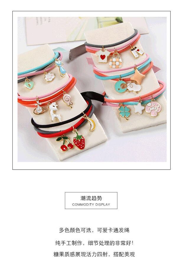 秋硕饰品饰品 日韩发饰可爱蝴蝶结发圈水果扎头发发绳皮筋皮套YC