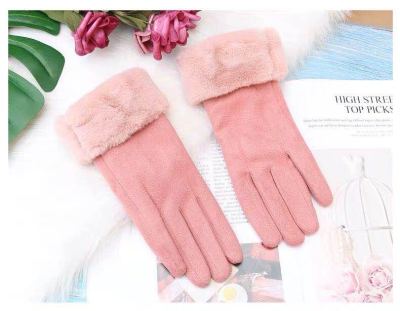 Manufacturers direct new thickened suede downy mouth polar fleece lining touch screen protector gloves