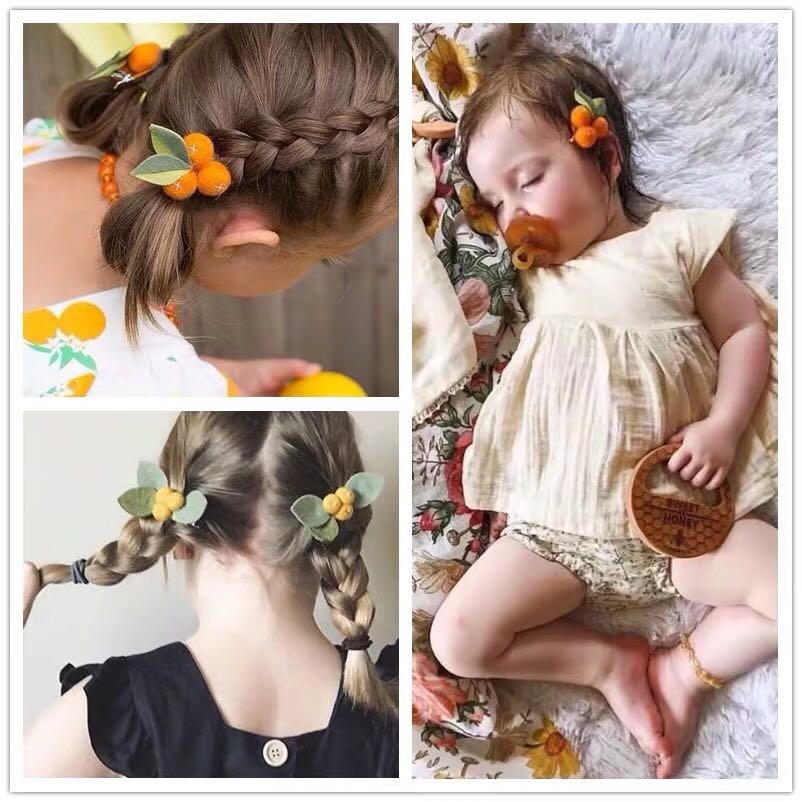 ins款小橘子羊毛毡球女童发饰儿YC