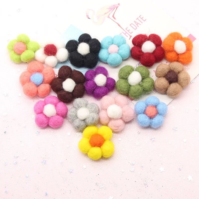 秋硕发绳发夹发饰手工材料羊毛毡卡通小花朵 服装制作配件胸针