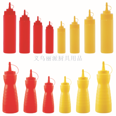 Plastic sauce bottle mounted on the head squeeze pot oil pot squeeze pot squeeze bottle salad dressing squeeze bottle