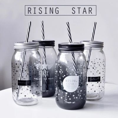 Star screen glass bottle sealed storage jar jam jar