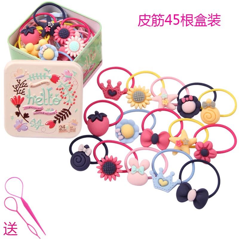 秋硕儿童可爱发绳手指橡皮筋不伤发小皮筋宝宝扎头发头绳甜美头饰