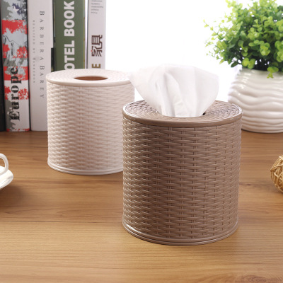 Imitation rattan woven paper towel box, paper drawing box, roll paper tube, rattan pattern circular napkin paper tube