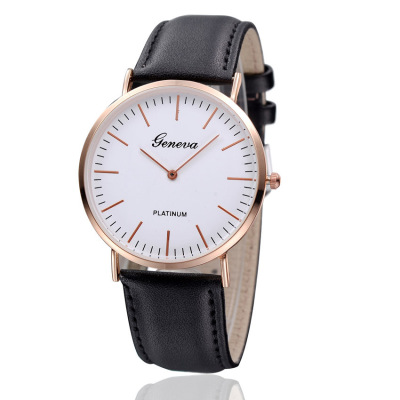 GENEVA fashion simple belt watch men's and women's alloy ultra-thin ladies quartz watch