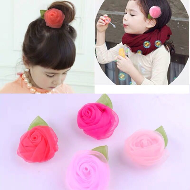 秋硕儿童发饰雪纺大玫瑰花朵发卡宝宝女童头花公主发夹子头饰品