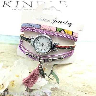 New ethnic wind wings tassel small clear lady decorative watch