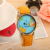 Aliexpress hot style casual denim canvas student boys and girls watch plane needle world map belt quartz wristwatch