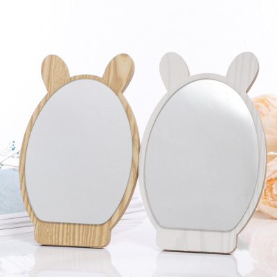 Bear ears desktop wooden cosmetic mirror princess mirror hd gift mirror beauty mirror gift gift
