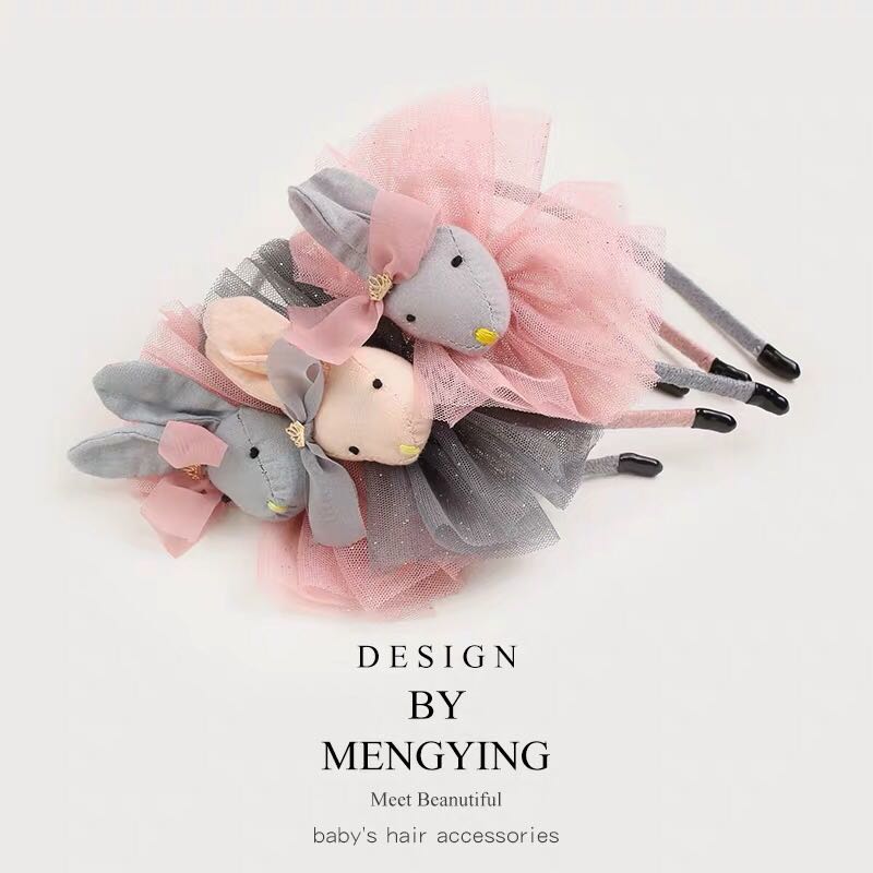 秋硕儿童发饰可爱卡通兔子布艺网纱发箍女孩头饰宝宝发卡女童头箍
