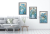 3pcs peacock vase frame room decoration 8D wall decal sticker