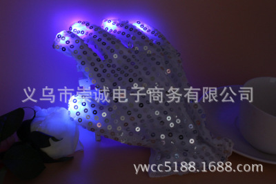 0837 Shimmer Sequins Flash Gloves Hip Hop Equipment Props LED Luminous Gloves Stage Props