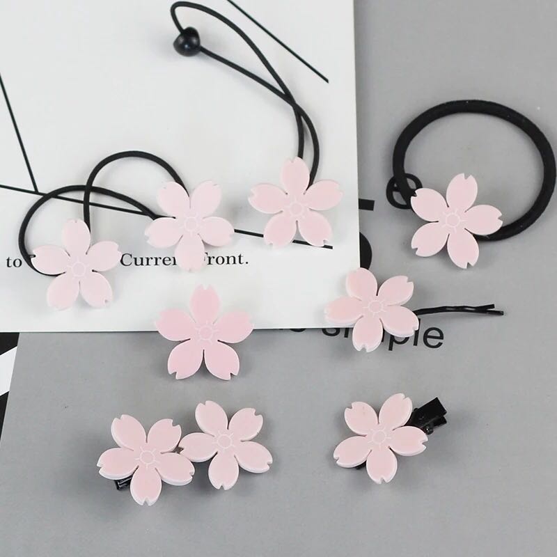 秋硕皮筋发绳樱花发夹花朵发圈头绳成人森女系小清新简约头饰品女